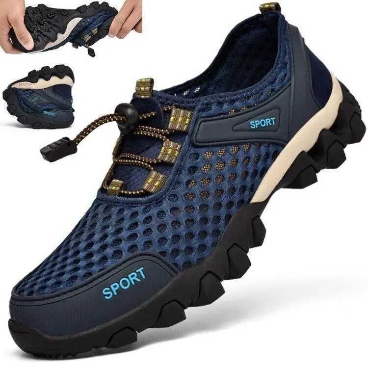 Summer Mens Mesh Sports Shoes Fashion Mountaineering Breathable Lightweight Anti Slip Shoes Outdoor Travel Running Casual Shoes J251007