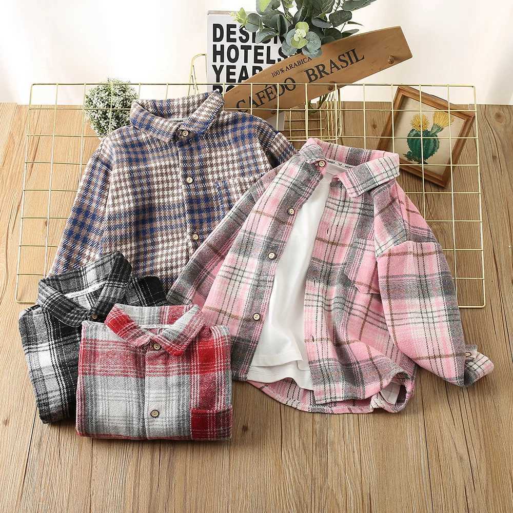 Kids Shirts Boys and Girls Shirts Plaid Printed Girls Blouse Children Clothing for Boys Blouses 2 To 8 Years C251007