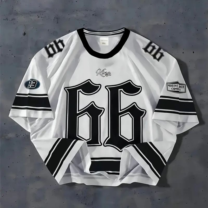 Casual Loose-Fit Athletic Shirt with Vintage Numbers Design for Men-13