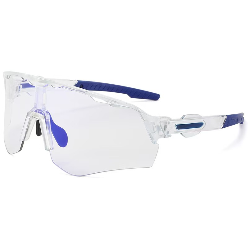 Outdoor cycling large frame color changing sunglasses, windproof sports glasses, men's and women's hiking sunglasses, fishing sunglasses