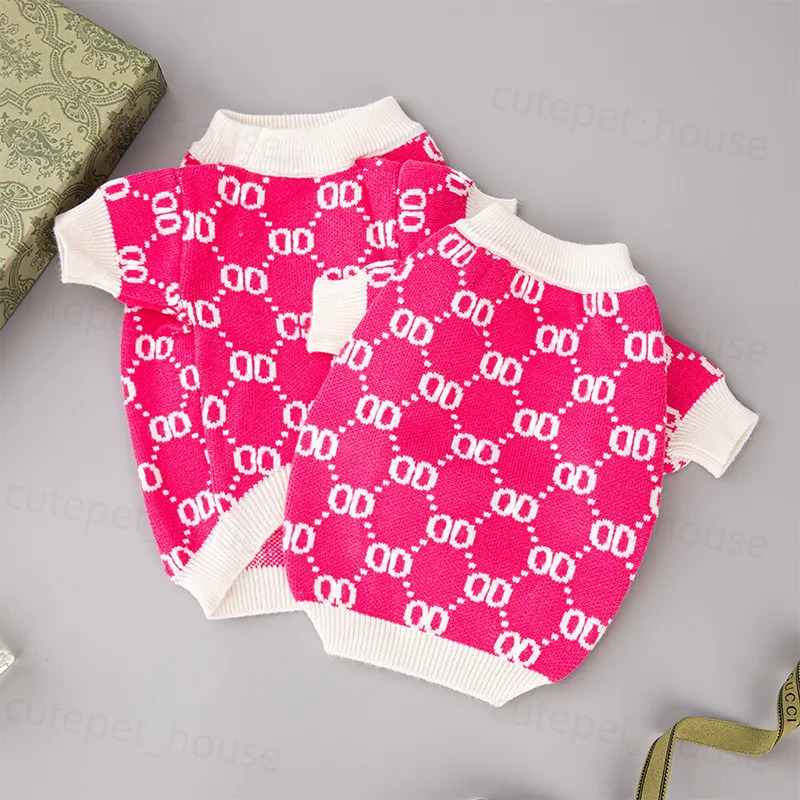 Designer Knitted Brand Apparel Dog Supplies Winter Warm Sweater Cold Weather Pet Coat Puppy Cat Jumper Clothing 12