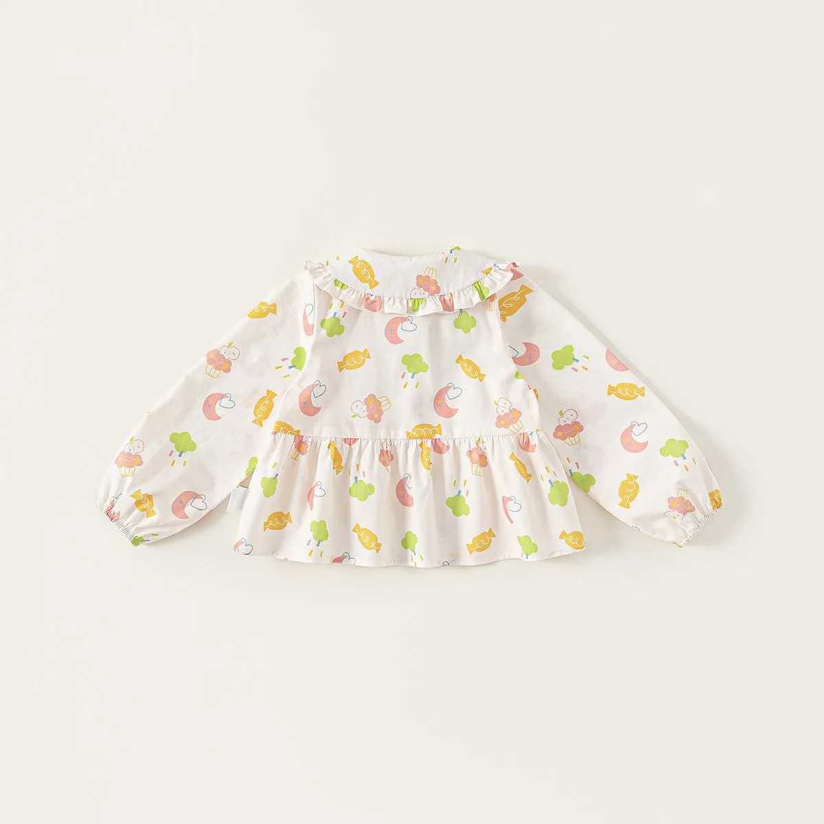 Spring Autumn Children Blouses 110Y Girls Cotton Print Cartoon Long Sleeve Doll Collar Shirts Tops Toddler Wear Kids Clothing C251007