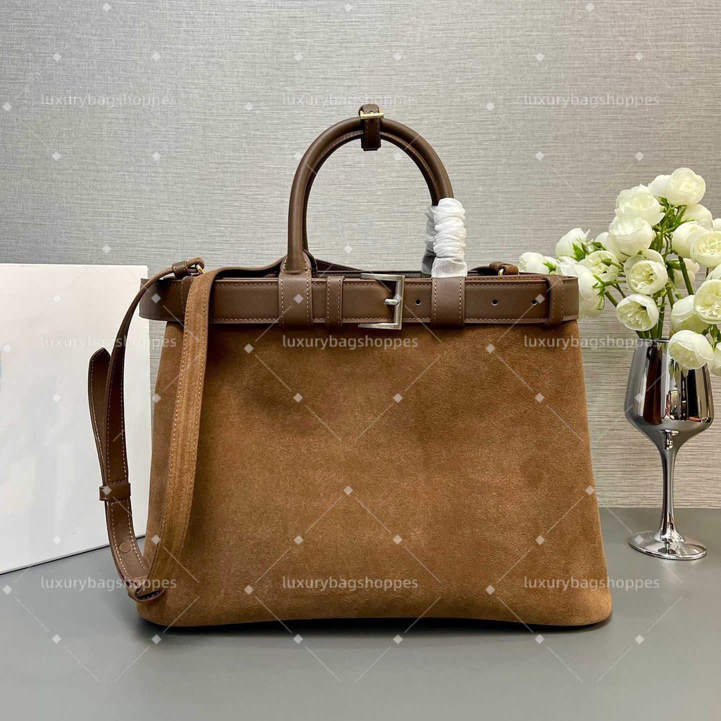 Shoulder Bags buckle small suede leather handbag with double belt luxury designer bag women fashion handles small buckle tote bag women shoulder bags crossbody bag8