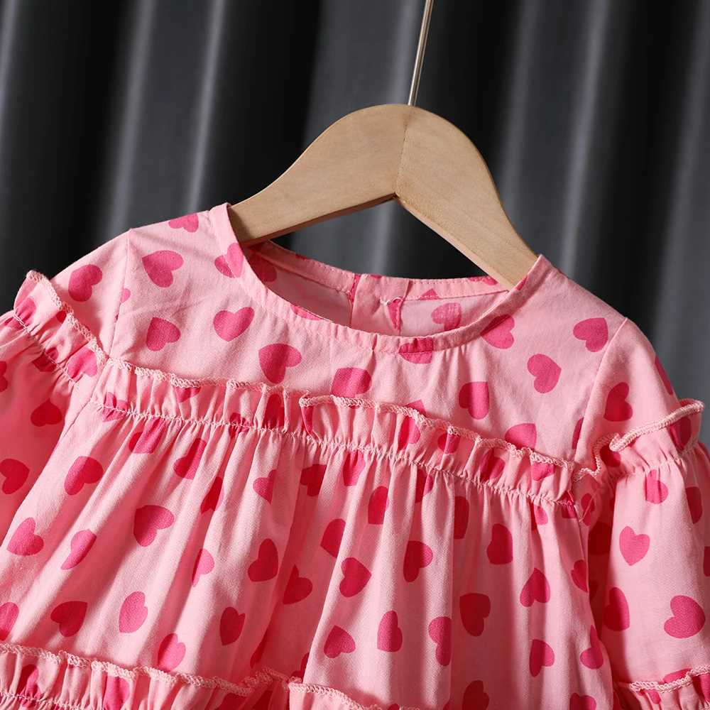 Sweet Baby Girls Long Sleeve Shirt Round Collar Love Heart Print Blouse Korean Style Loose Casual Dot Shirt Tops Girls C251007