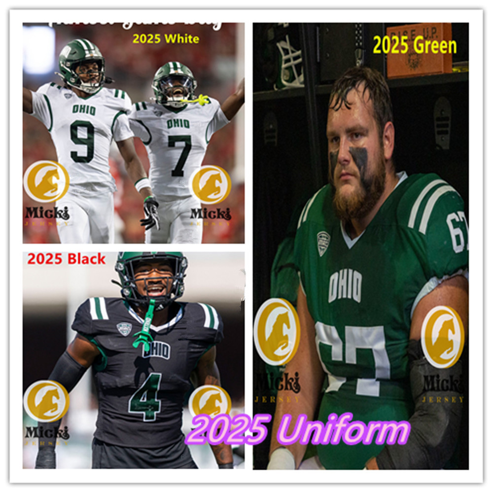 2023 Ohio Bobcats Football Jersey Jacob Winters Miles Fleming 25KJ Howard Mens Custom stitched Ohio Jerseys