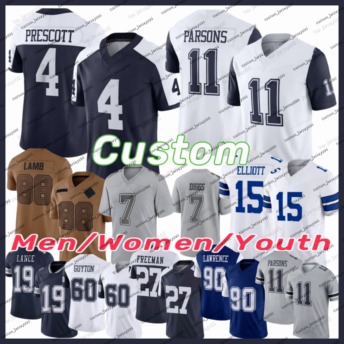 88 CeeDee Lamb Football Jersey Micah Parsons Dak Prescott Trevon Diggs Ezekiel Elliott DeMarcus Lawrence Emmitt Smith Jake Ferguson Tony Romo DaRon Bland Tyler