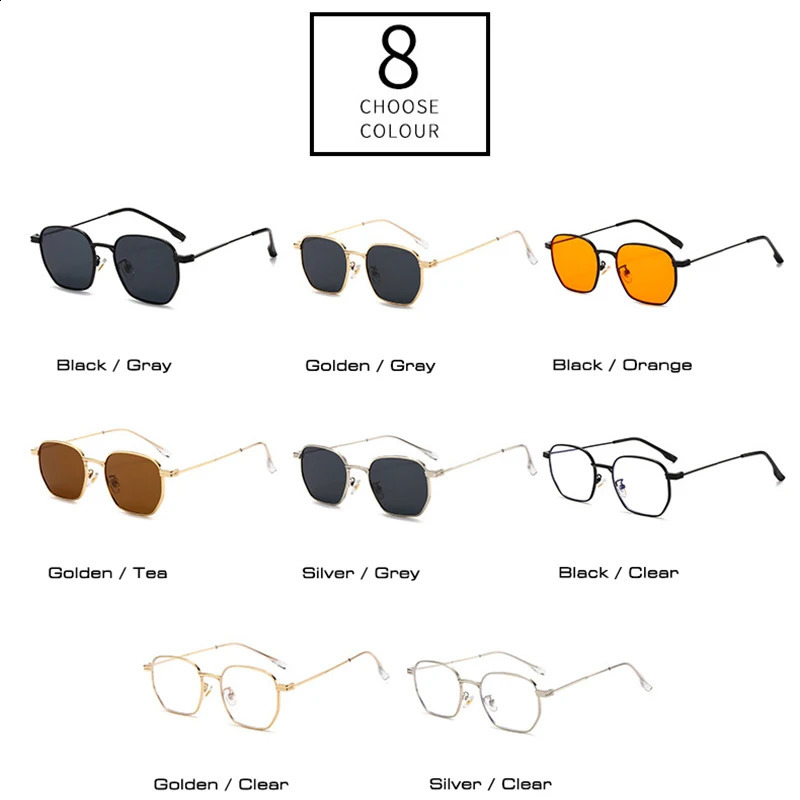 SOEI Fashion Square Women Sunglasses Retro Clear Lens Metal Frame Men Punk Orange Sun Glasses Shades UV400 250929