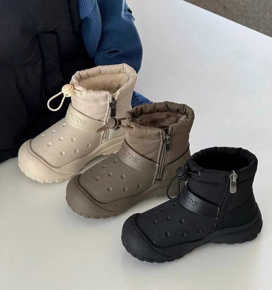 Unisex Kids Outdoor Antislip Winter Snow Boots Warm Plush Toddler Boys Girls Comfortable Walking Plush Shoes Children SneakersT251007