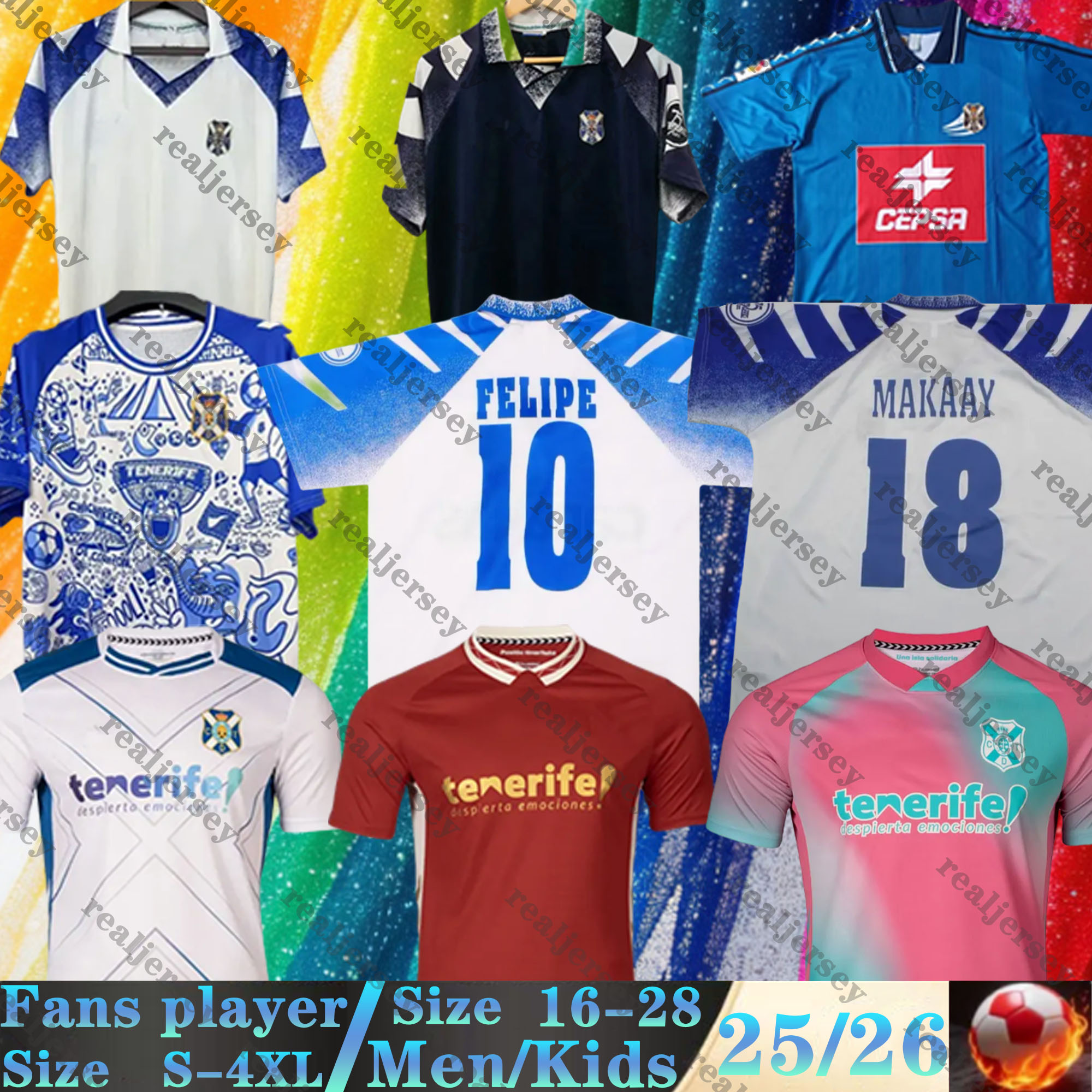 2025 2026 CD Tenerife soccer jerseys retro 97 98 99 GALLEGO ZORRILLA MO DAUDA Men Uniforms BUNUEL ROMERO SIPCIC MARTINEZ chandal de futbol 25 26 kids kit football shirt