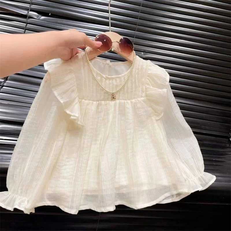 Girls Clothing Spring and Autumn New Childrens Embroidered Lace Doll Shirt Baby Girl Top Sweet Versatile Blouse C251007