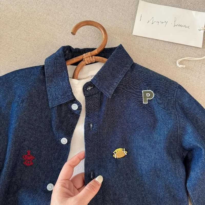 Baby Girls Boys Jean Blouses Kids Blue Shirts 2025 Spring Autumn Tops 1 To 6Yrs Childrens Korean Style Clothing C251007