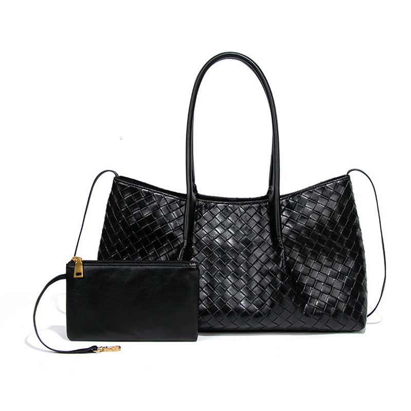 B's Summer New Handwoven Women's Light Luxury Simple Commuter High-end Basket Bag, Large Capacity Tote Bag