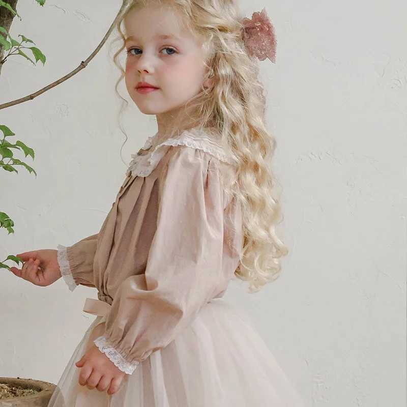 2025 Autumn New Korean Children and Girls Foreign Style Lace Doll Collar Longsleeved Shirt Fashion Casual C251007