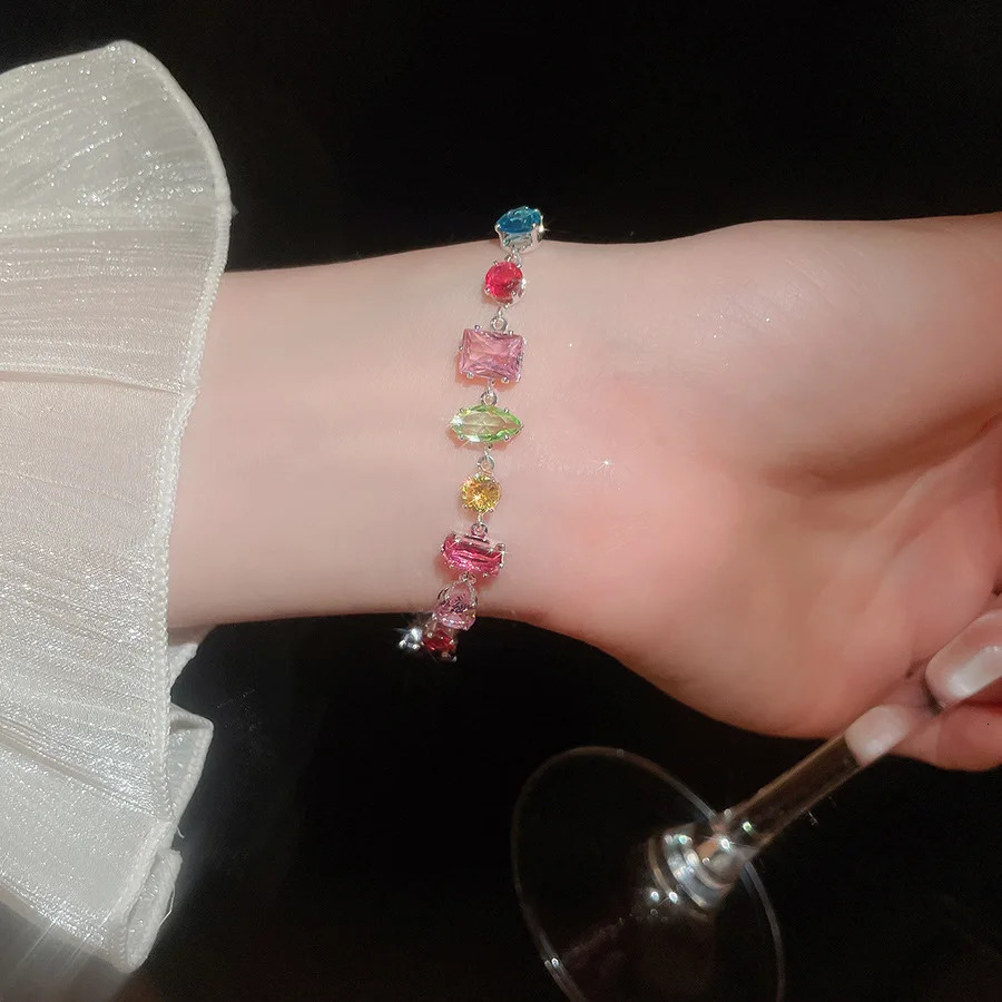 18K Gold Plated Colourful Crystal Zircon Necklace For Women Fashion Party Jewelry Accessories Ladies Jewellery 250928