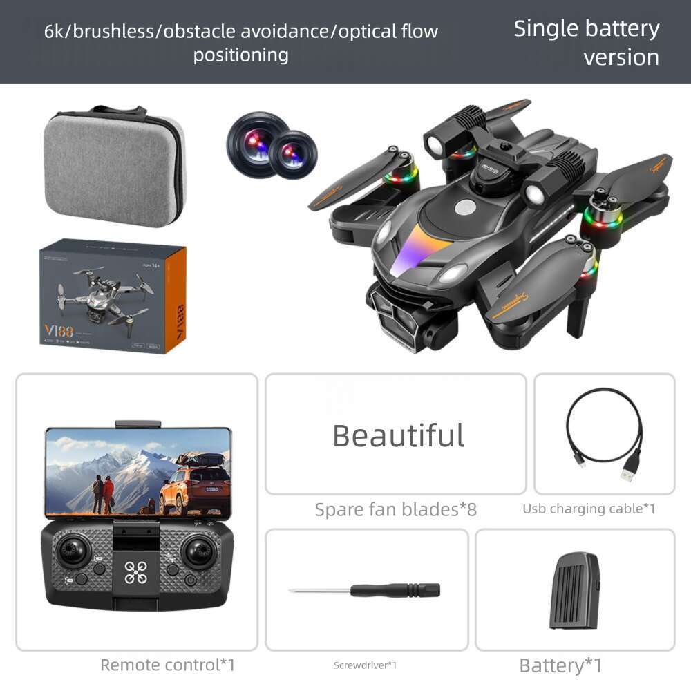 New Product V Drone Brushless Aerial Photography Quadcopter Long Endurance K Obstacle Avoidance Remote Control Aircraft Toy