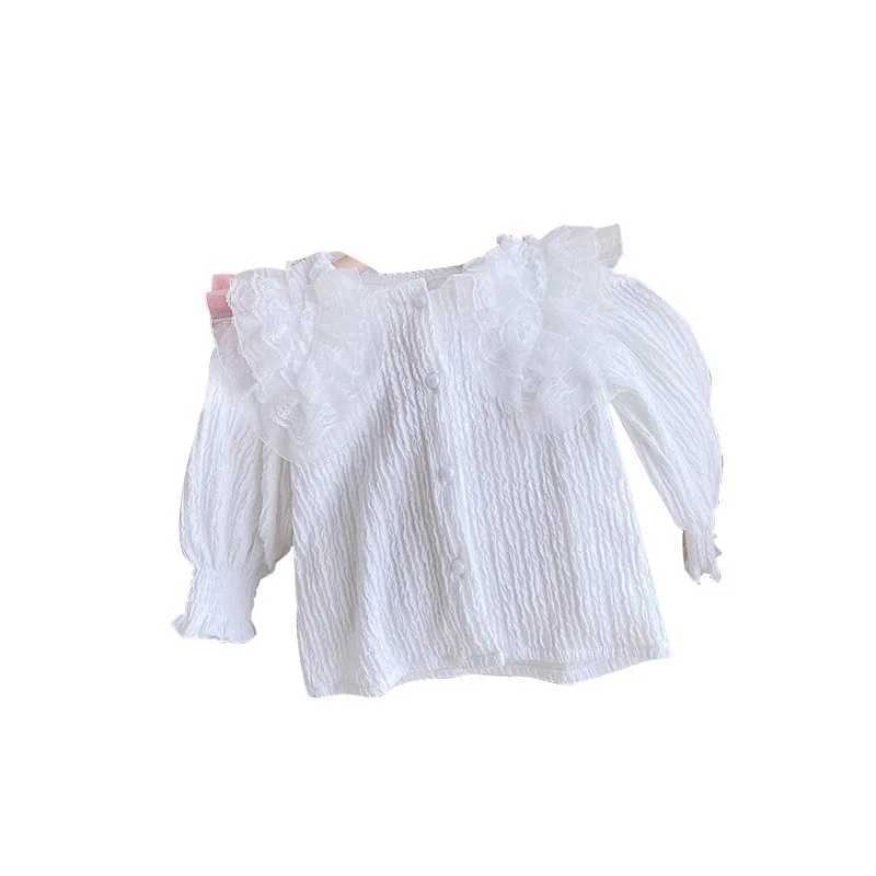 2024 Autumn Blouse New Girls Lace Shirt Korean Childrens Long Sleeved Top Baby Shirt C251007