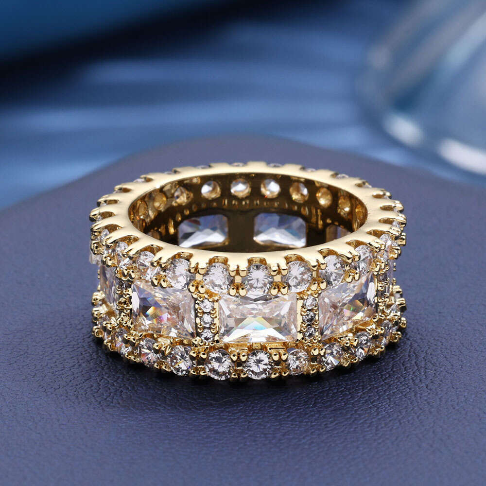 Mixed Inlay T Square High-End Fashion Hip-Hop Ring for Men