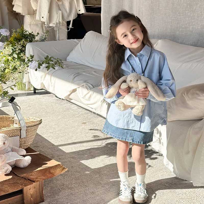 Children Clothing 2024 Spring New Children Fashion Versatile Shirt Boys and Girls Solid Color Lapel Shirt Jacket Simple C251007