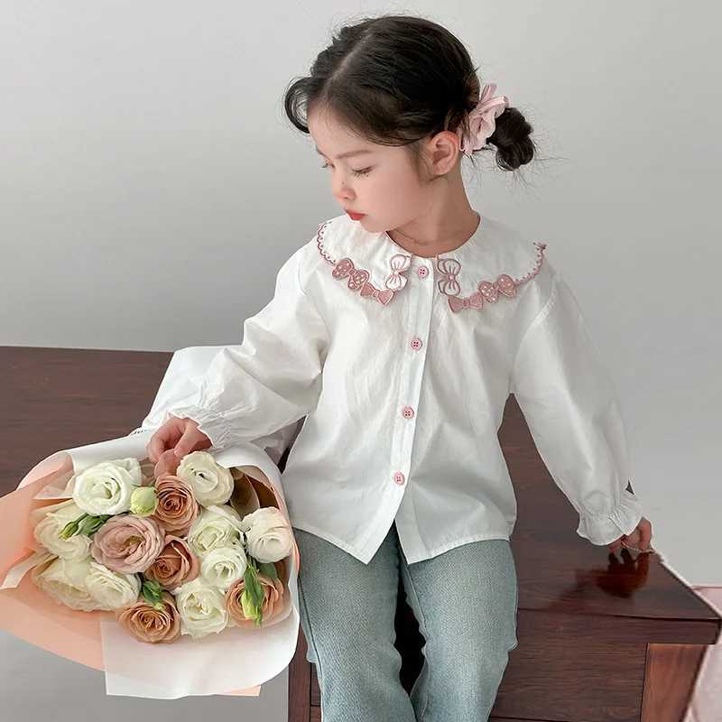 Girls White Shirt Spring and Autumn 2025 New Foreign Fashion Childrens Spring Shirt Baby Girl Long Sleeve Top C251007