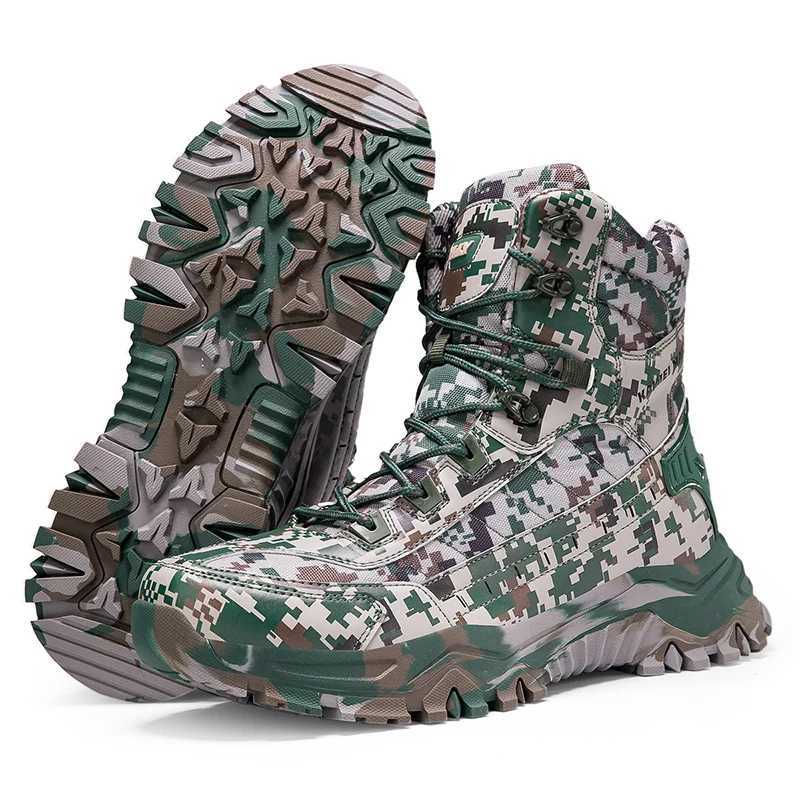 Mens Hiking Boots Camouflage Tactical Boots Desert Waterproof Work Safety Shoes Mountaineering Shoes Ankle Boots Outdoor Boots J251007