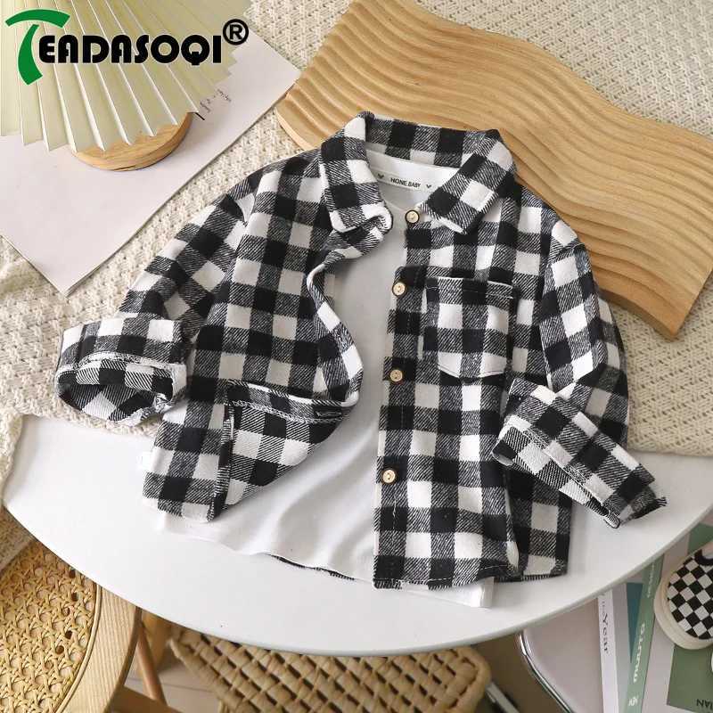 29Y Kids Boys Girls Spring Fall Vintage Plaid Shirt Cotton Clothing Long Sleeve Lapel Single Breasted Cardigan Base Tshirt C251007