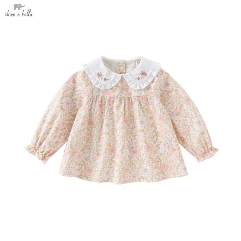 Dave Bella Childrens Floral Shirt 2025 Spring Sweet Cute Girls Baby Cotton Blouse Comfortable Kids Casual Top Gentle DB1252375 C251007