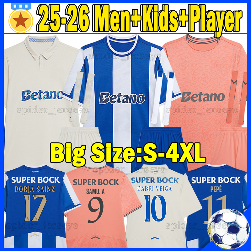 XXXL 4XL 25-26 FC Portos Soccer Jerseys Retro BORJA SAINZ W.GOMES SAMU.A PEPE FROHOLDT Football Shirts 2025 2026 NEHUEN VARELA Player Version Men Uniforms Kids Kits sets
