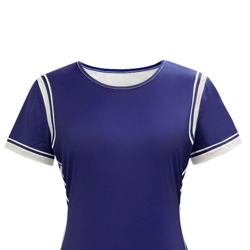 Women's Blue Striped Print Maxi Dress - Summer New Fashion-CF50713