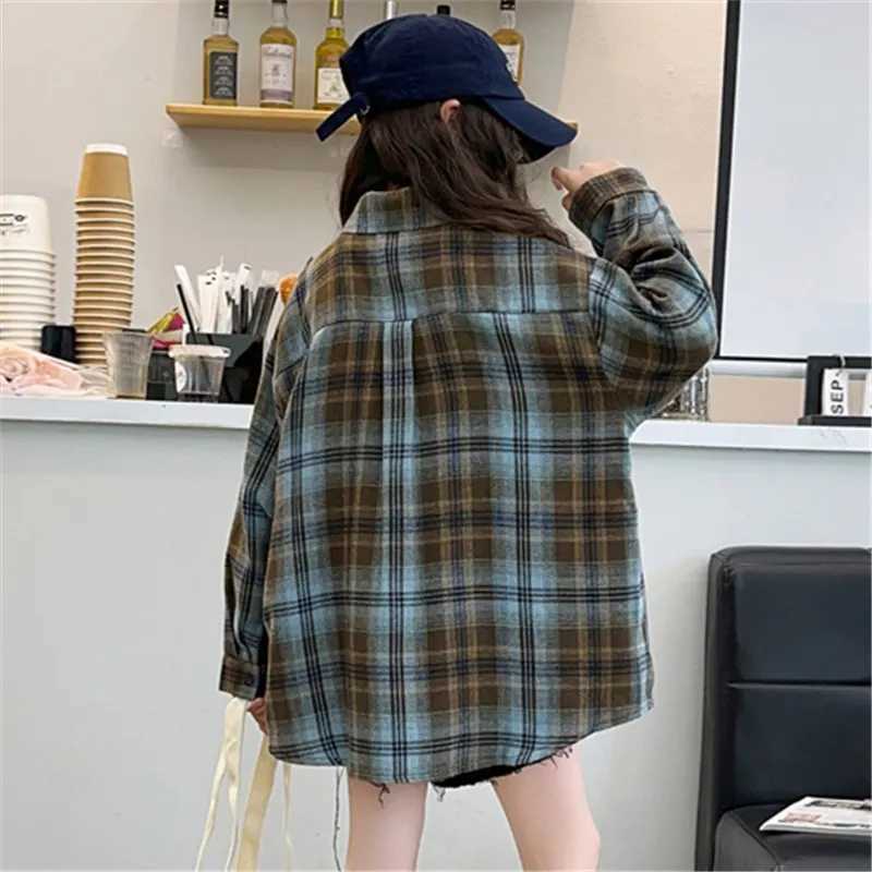 Korean Kids Autumn Long Sleeve Plaid Blouse for Girls Outfit Clothing Tops Children Baby Clothes School Uniform Shirt Outerwear C251007