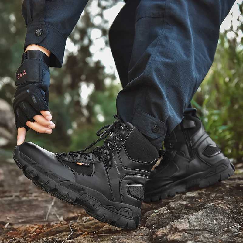 Hiking Shoes Men Boots Midtop Laceup Durable Casual Sports Shoes Outdoor Thicksoled Comfortable Combat Boots Men J251007