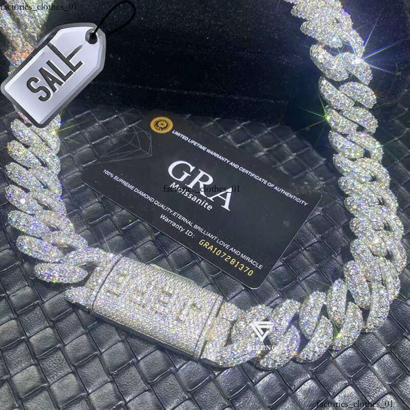 Hot Selling Fashion Style Sier Pass the Dia Test White Gold Cuban Link Chain d Vvs 1 Moissanite NecklaceA aaa 37 - view 5