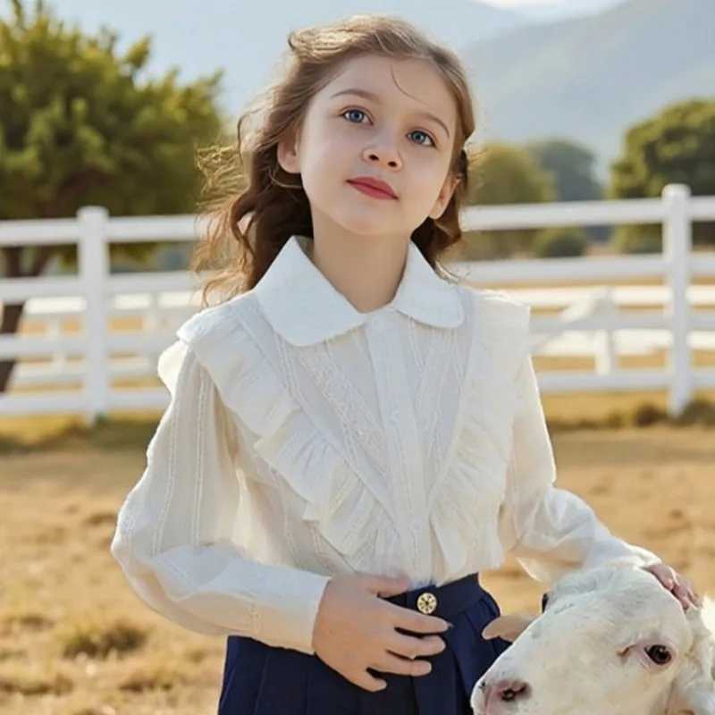 Girls Shirts Long Sleeve Spring Autumn 2025 Children White Blouse Academy Style Tops for Kids Teenager School Uniform Clothes C251007