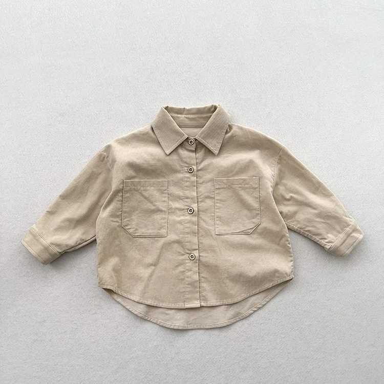 2025 Autumn New Children Long Sleeve Shirts Cotton Girls Vintage Solid Coat Fashion Boys Casual Lapel Shirts Kids Clothes C251007