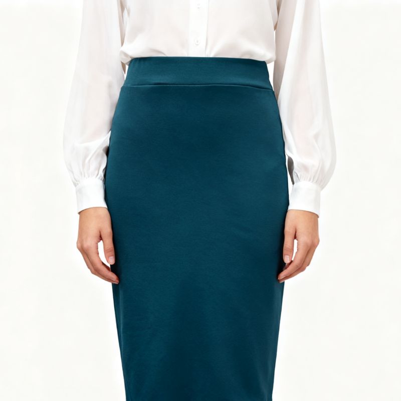 Elegant Womens Solid Color Midi Pencil Skirt Soft Silk Fabric for Professional Outfits-CF42744