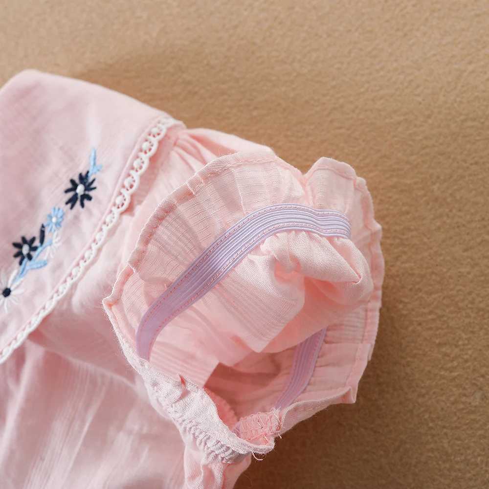 Girls Blouse Shirts Summer Short Sleeve Cotton Lovely Lace Causal White Tops Childrens High Quality Clothes C251007