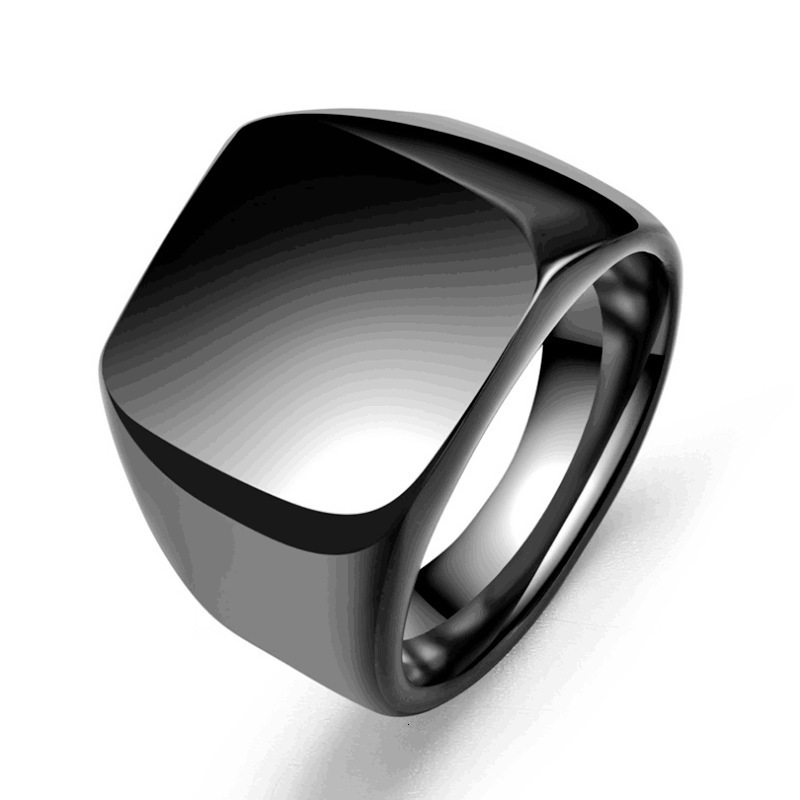 Square Signet Ring for Men WomenGold Color Stainless Steel Ring Plain Band RingStatement Chunky Ring Band Thumb Ring 250708