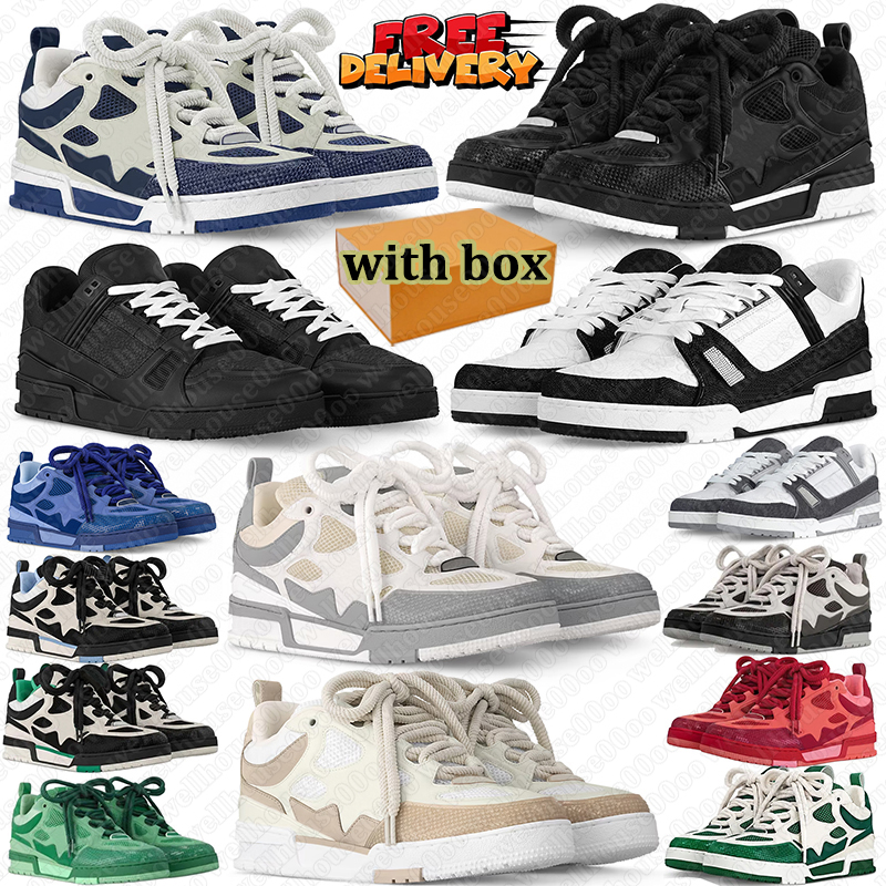 With Box Deslgner skate sneakers shoe mens women trainers jogging walking tennis shoes Black Blue Green Red comfortable outdoor sneakers sport shoes
