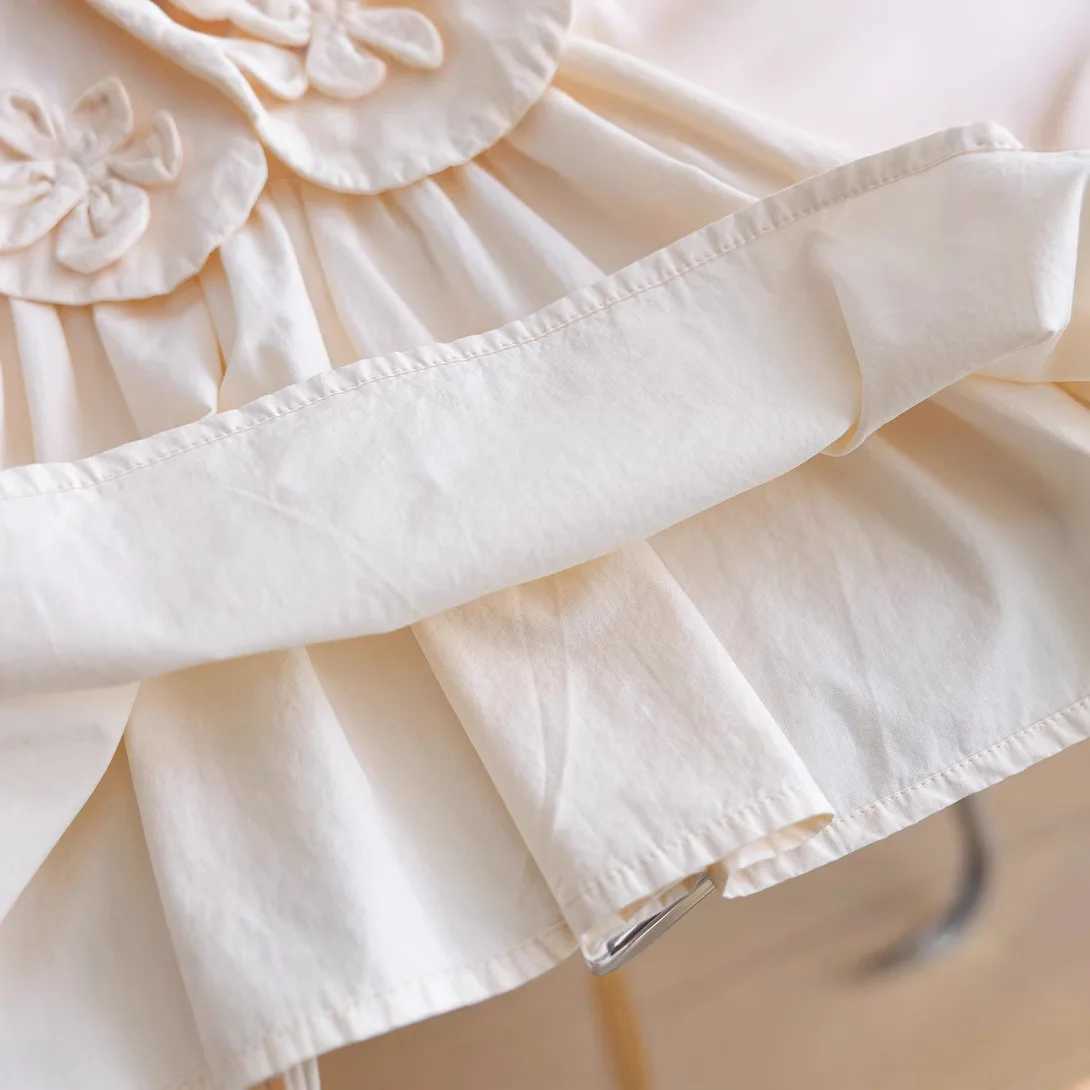 Girls Shirt 2025 Spring Autumn New Fashionable Three Dimensional Flower Western Style Doll Neck Versatile Outerwear C251007