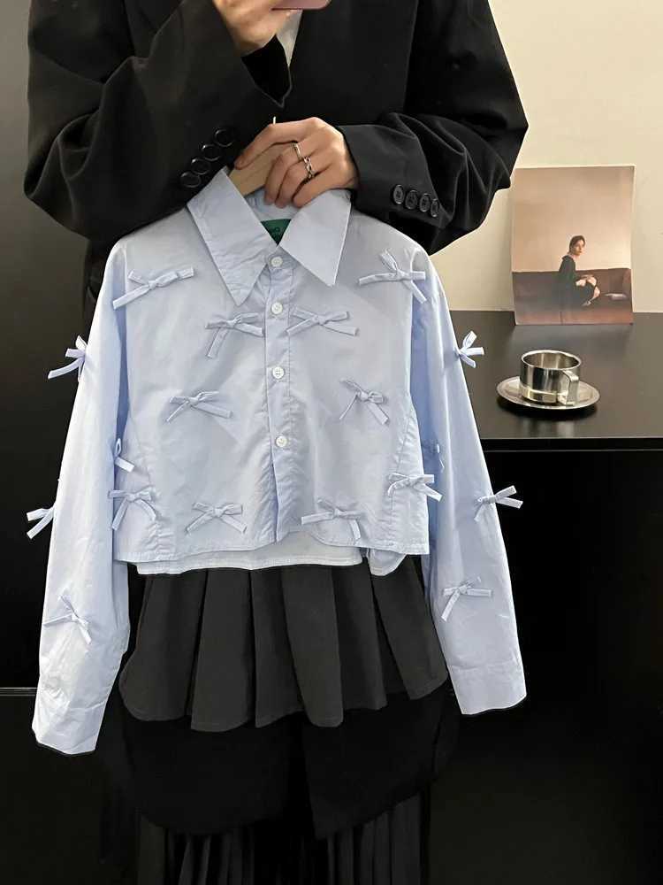 Girls Spring Shirt New Korean Childrens Elegant Sweet Bow Shirt Loose Casual Coat Kids Top 90170cm C251007