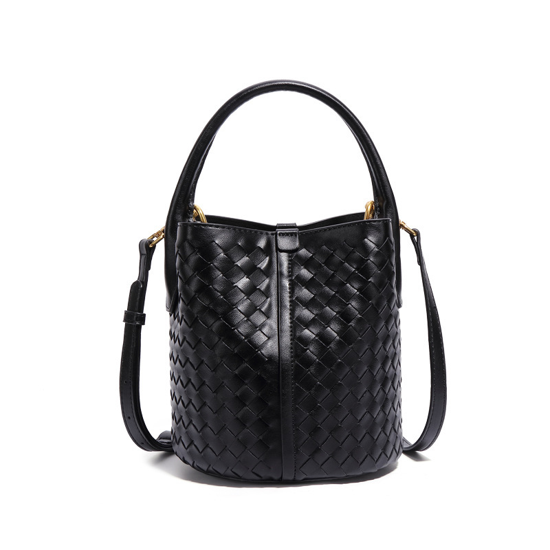 Handmade Woven Tote for Women, Basket Bucket Mother Bag, Elephant Gray Crossbody Shoulder Bag