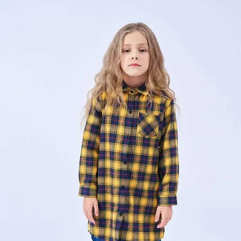 Girls Shirts 2025 Spring Autumn Plaid Shirts for Kids Children Jackets Teenager Jackets Long Style Baby Windbreaker Outerwear C251007