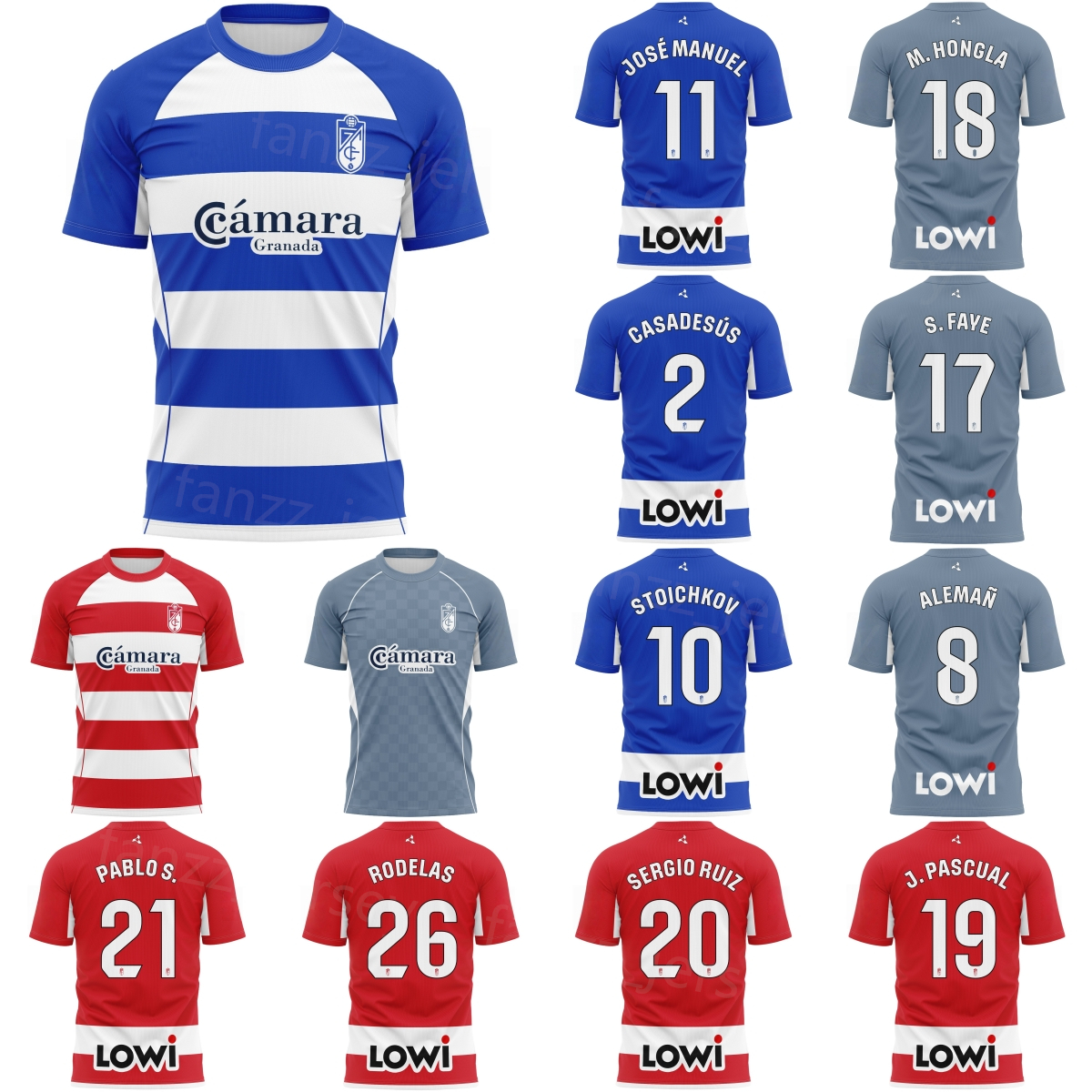 Club Soccer Granada Jerseys 2025 2026 Mans 21 SAENZ 2 CASADESUS 8 ALEMAN 26 RODELAS 1 ZIDANE 10 BOULDINI 18 HONGLA 28 OPPONG 20 SERGIO RUIZ 11 ARNAIZ Football Shirt Kits