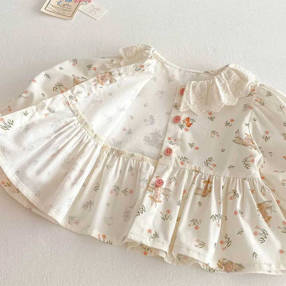 Girls Blouse Floral Cotton Collar Spring Toddler Long Sleeve Tops Princess 1st Birthday Kids Shirts Childrens Clothing C251007