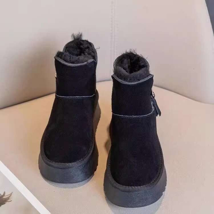Northeast Snow Boots for Women Winter 2025 New Style Fleece Lined Thickened Khaki Cotton Thick Sole Non-Slip Warm Bread Shoes