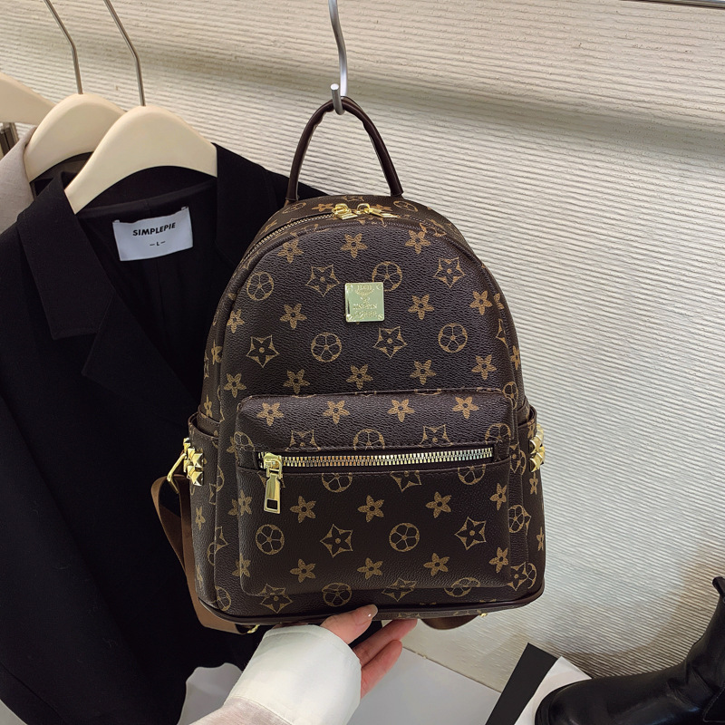 Free Shipping 2025 New Design Women's Light Luxury Fashion Backpack Convenient Commuting Printed Simple Design Backpack White Brown Coffee Hot Sa