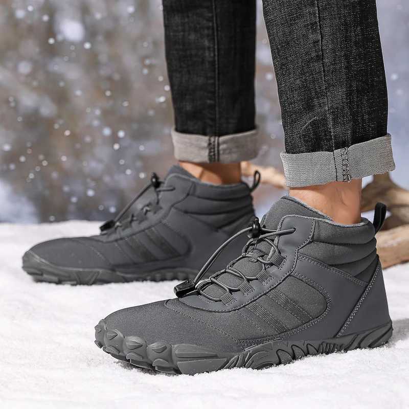 2024 Snow Boots Waterproof Men Winter Shoes Barefoot Ankle Boots Couple Snow Shoes Outdoor Hiking Shoes Fur Warm Plush Boots J251007