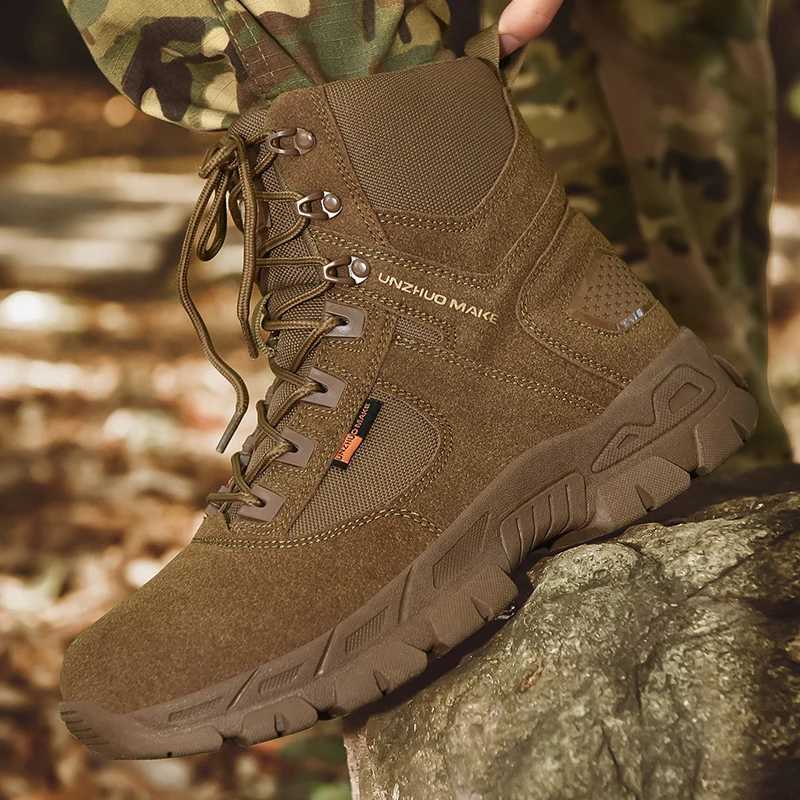 Hiking Shoes Men Boots Midtop Laceup Durable Casual Sports Shoes Outdoor Thicksoled Comfortable Combat Boots Men J251007