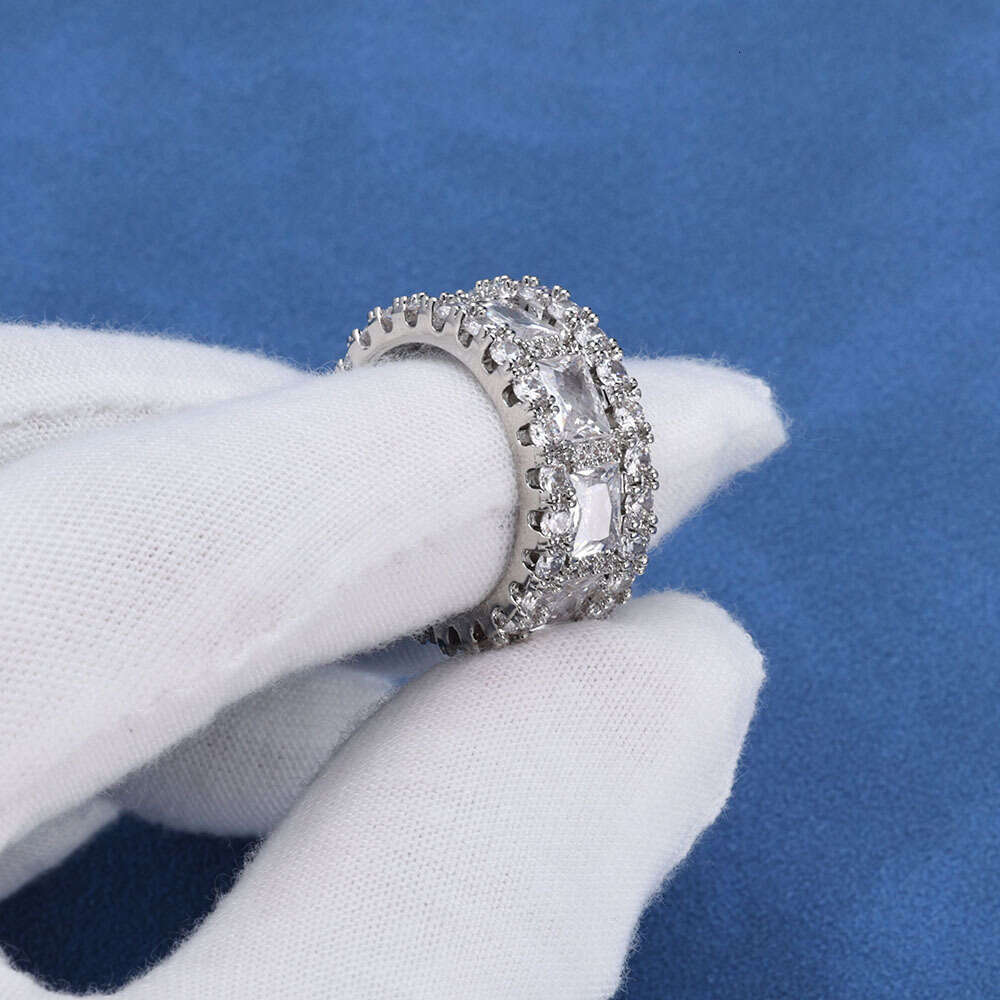 Mixed Inlay T Square High-End Fashion Hip-Hop Ring for Men