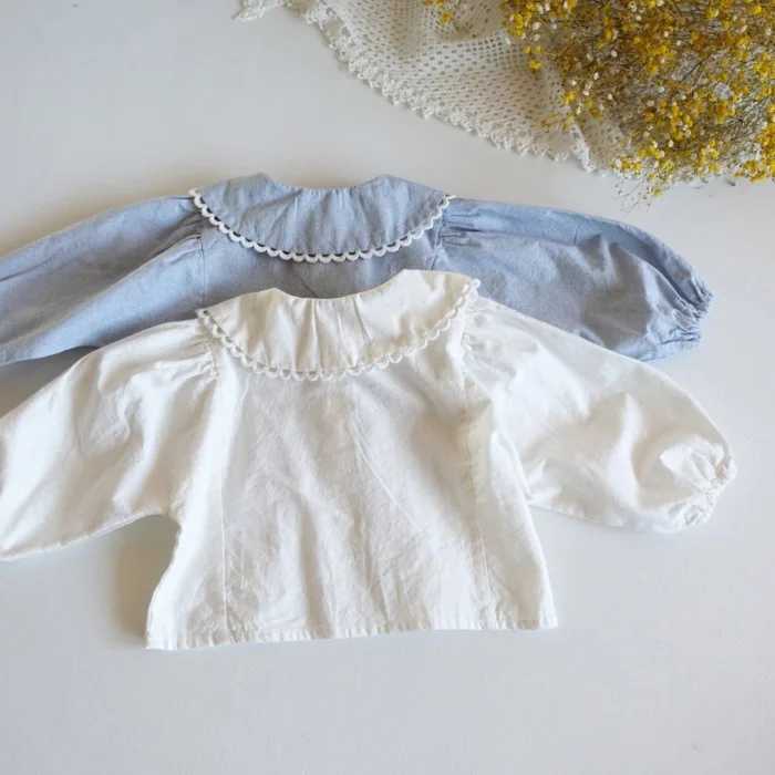 Korean Version of Girls Baby Spring and Autumn Pure Cotton Lapel Versatile Shirt Infant Soft Casual Lace Cardigan C251007