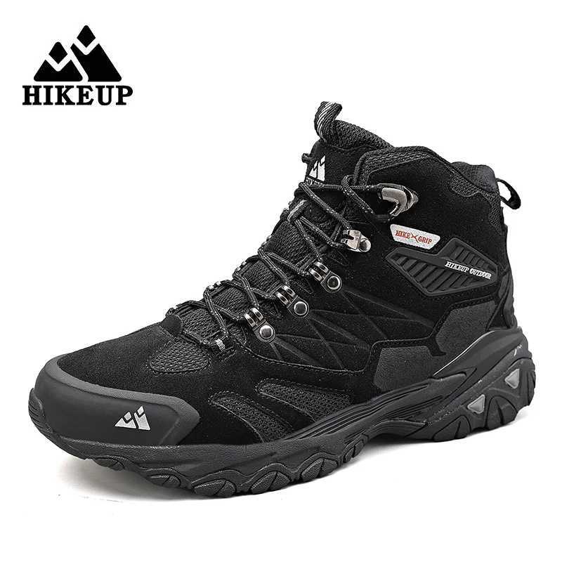 HIKEUP Winter Boot Men Outdoor Hiking Boots Suede High Top Leather Outdoor Trekking Sneakers Mens Mountain Tactical Boots J251007
